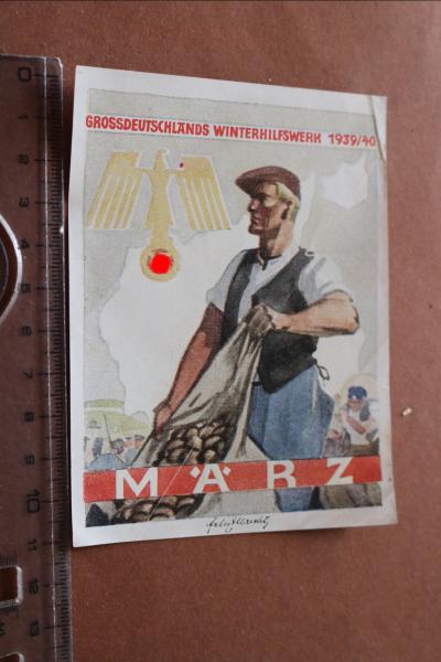 WHW 1939/40, Klebe-Vignette, 11x8cm, März